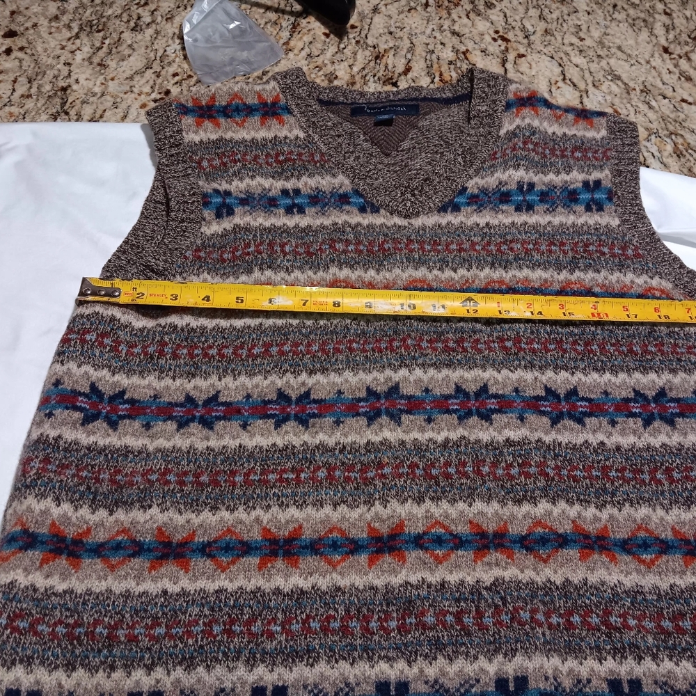 Mens vintage grandpa sweater vest 100%wool only one defect as pictured XXL - Picture 12 of 16